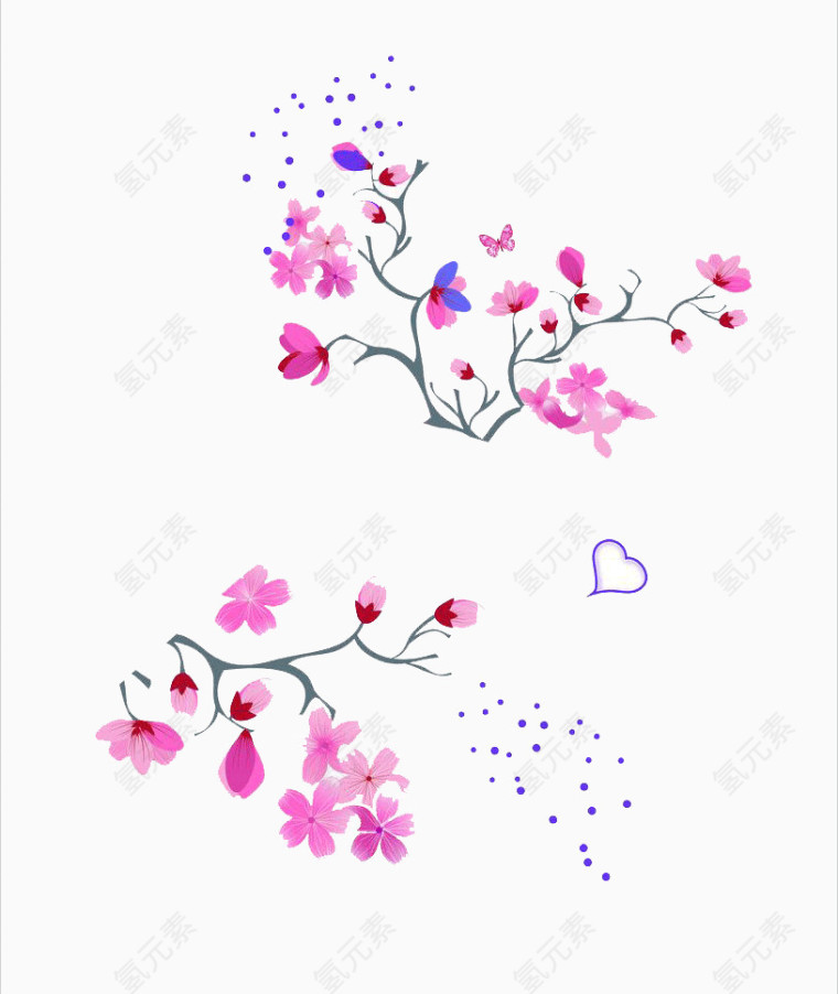 花，飘花，树枝，装饰素材