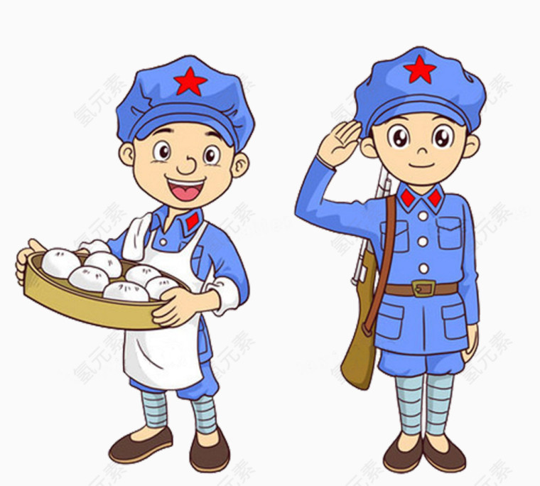 卡通居军人素材