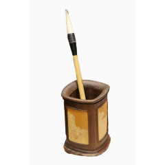 一支插在笔筒里的毛笔图案