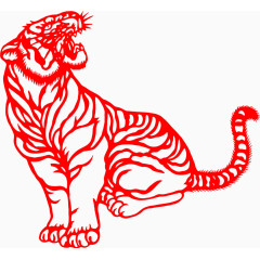 红色剪纸老虎