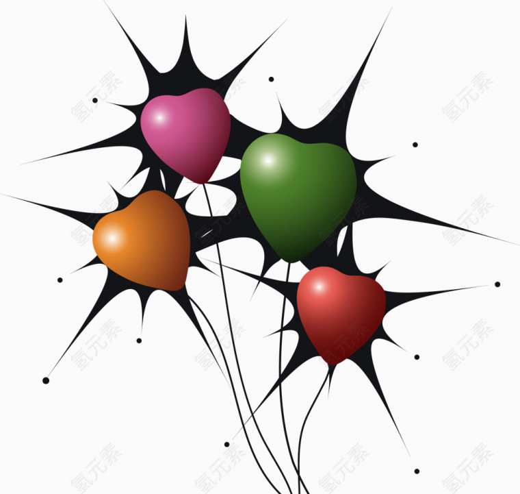 矢量手绘爱心气球