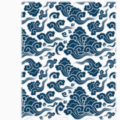 青色古典祥云背景元素