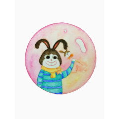 2017手绘泡泡里的小兔子
