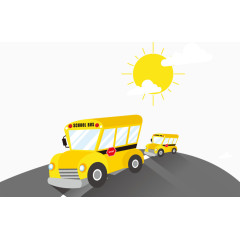 可爱黄色校车矢量图