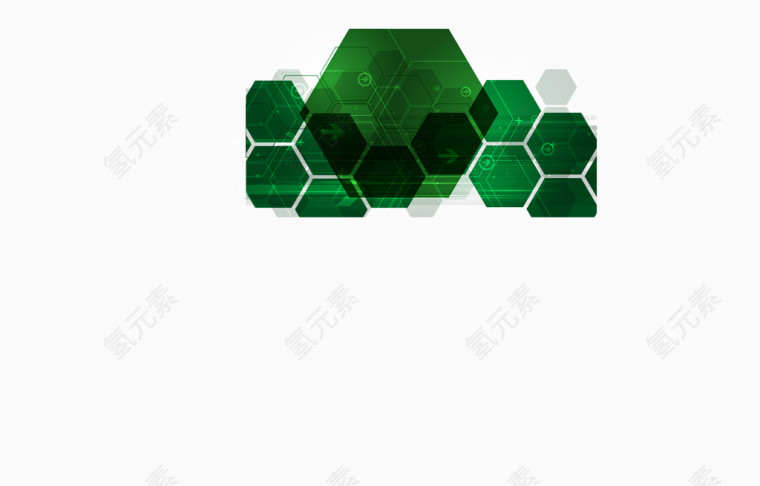 矢量手绘绿色六边形