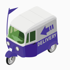 矢量蓝色快递车