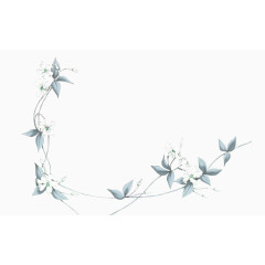 蓝色清新花枝装饰图案