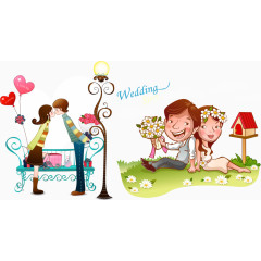 情侣度假PNG矢量元素