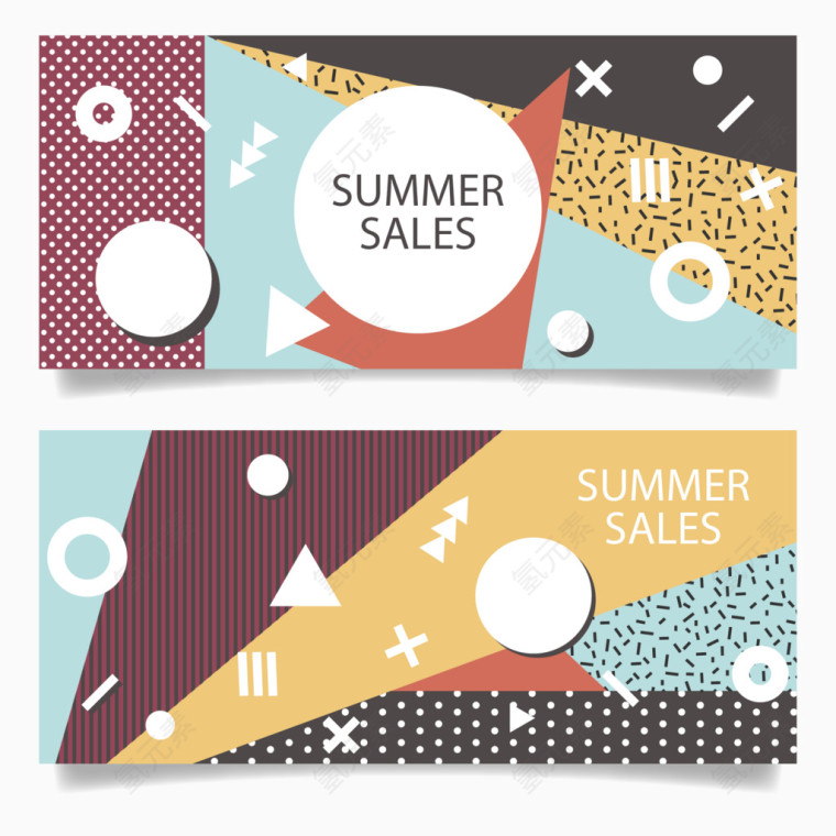 几何背景夏天横幅卡片素材图片下载