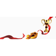 促销飘动红带胜利金杯