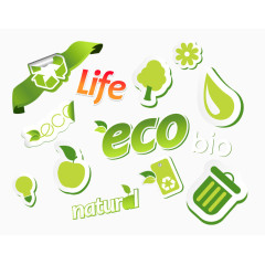 矢量元素绿色环保小图标装饰图案