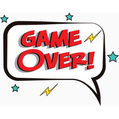 矢量游戏结束动漫风格插图