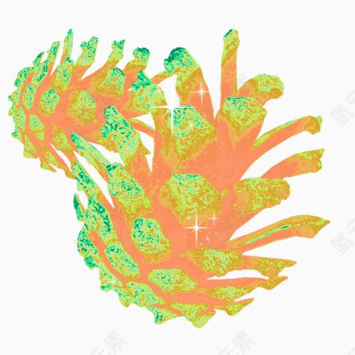 绿色水粉彩绘松子