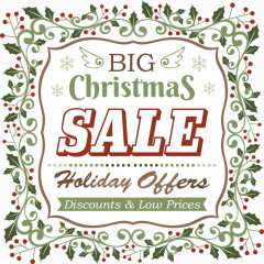 矢量花纹边框圣诞促销购物标签