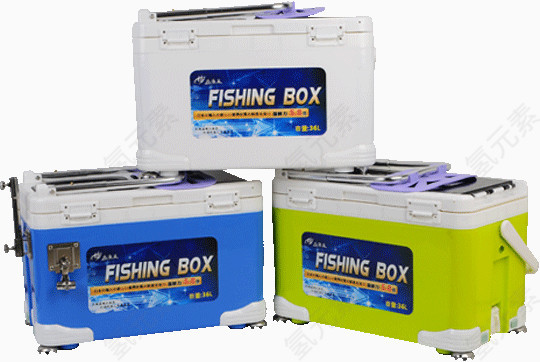 钓鱼行业钓箱鱼具三个