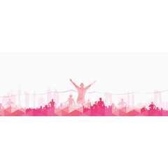 奔跑的人群剪影