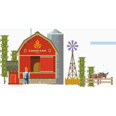 手绘欧美农村房子