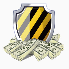 矢量美元钱币金属盾牌金币