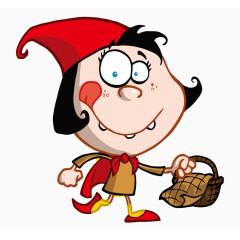 卡通手绘可爱小红帽女孩提篮子