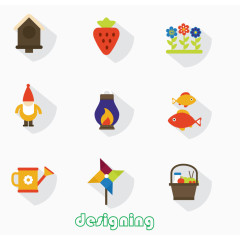 9款圆形卡通花园图标