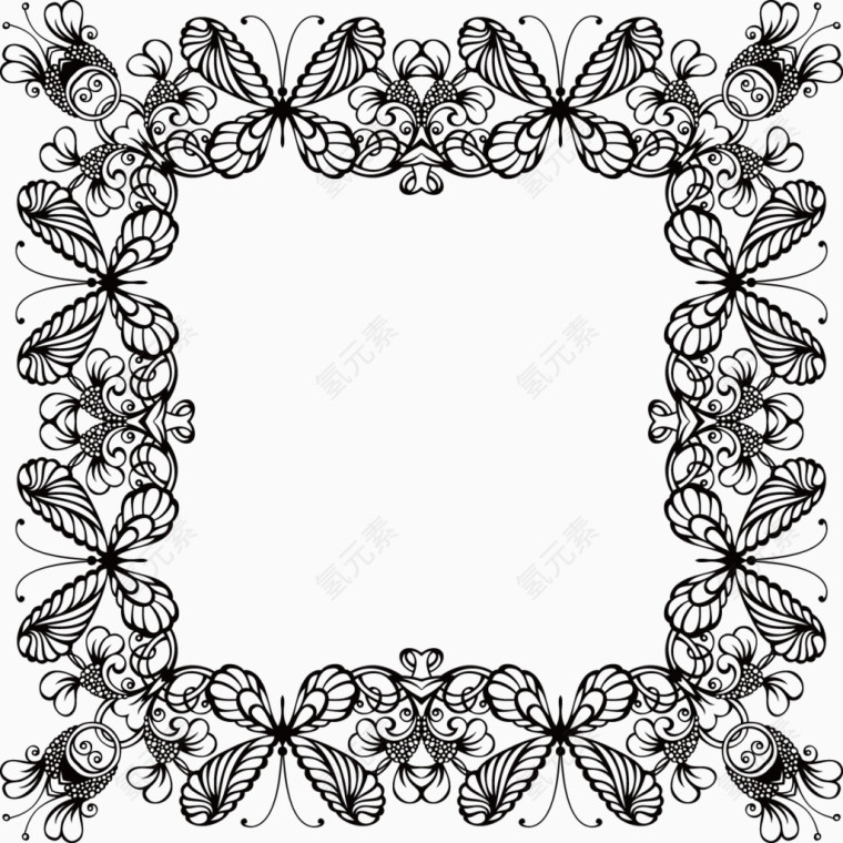 矢量创意设计蝴蝶花草图