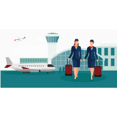 下飞机的空姐矢量元素