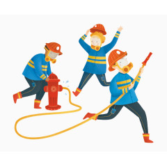 三名消防员在救火