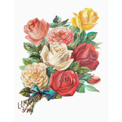 彩色复古玫瑰贺卡