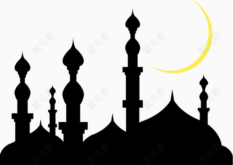 矢量清真寺与月亮