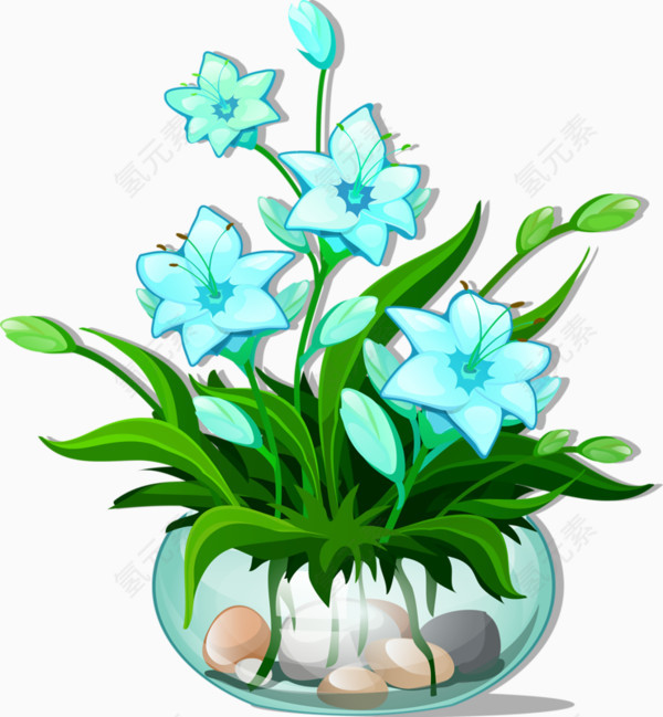 装瓶子里的蓝色鲜花