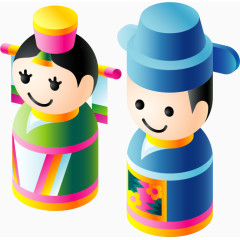 矢量可爱婚礼娃娃