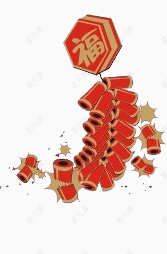 红色春节鞭炮png素材