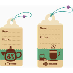 矢量复古茶馆促销标签