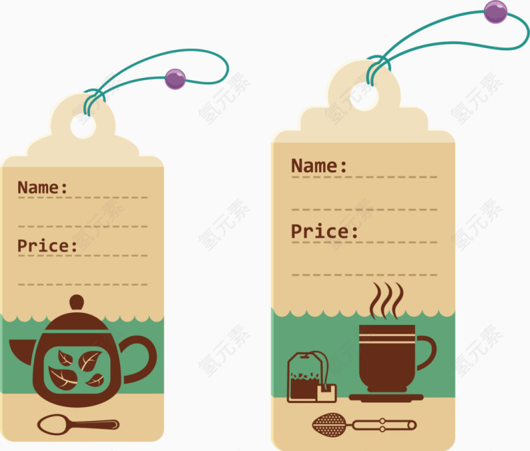 矢量复古茶馆促销标签