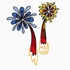 卡通彩色烟花矢量