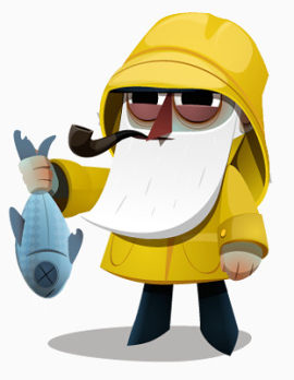 老爷爷抓鱼卡通画