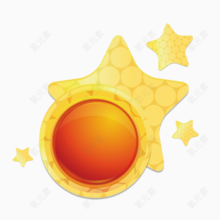 矢量蜂巢元素五角星立体圆形图标