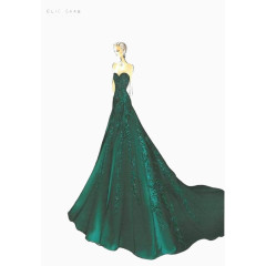 高端女式晚礼服插画