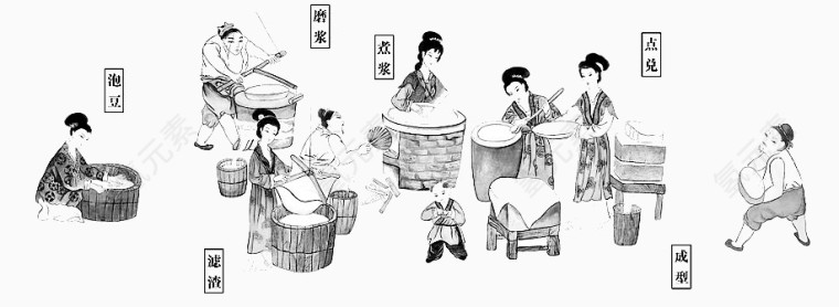 做豆腐线条画