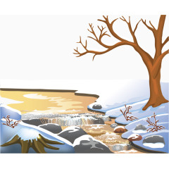 河流雪景冬天素材