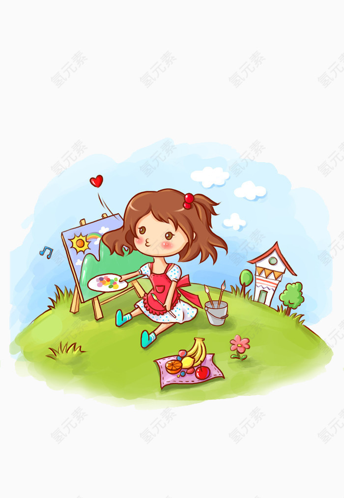清新可爱卡通儿童插画画画