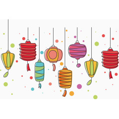 彩色圆点卡通灯笼