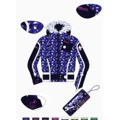 矢量手绘男士羽绒服解析图