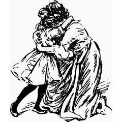 矢量拥抱的母女