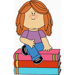 坐在书本上的女孩