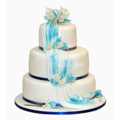 蓝色轻纱点缀型蛋糕