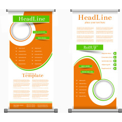 矢量橙色几何图形展架
