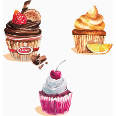 矢量手绘杯子蛋糕