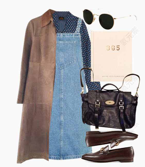 牛仔背带裤和外套