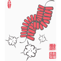 卡通红色鞭炮